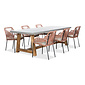 BUITEN living Veltis/Seville terra dining tuinset | 6 personen | betonlook + touw | 250cm