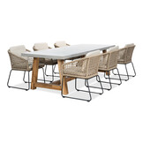 Veltis/Tulum Sahara Dust dining tuinset | 6 personen | betonlook + touw | 250cm