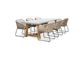 Veltis/Tulum Sahara Dust dining tuinset | 6 personen | betonlook + touw | 250cm