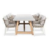 Veltis/Dakota beige/wit dining tuinset | 8 personen | betonlook + touw | 300cm