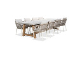 Veltis/Dakota beige/wit dining tuinset | 8 personen | betonlook + touw | 300cm