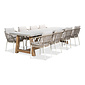 BUITEN living Veltis/Dakota beige/wit dining tuinset | 8 personen | betonlook + touw | 300cm