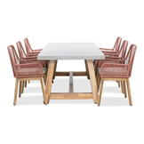 Veltis/Padua terra dining tuinset | 6 personen | betonlook + touw | 250cm