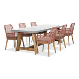 Veltis/Padua terra dining tuinset | 6 personen | betonlook + touw | 250cm
