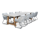 Veltis/Portofino grijs dining tuinset | 8 personen | betonlook + touw | 300cm