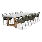BUITEN living Veltis/Seville olijfgroen dining tuinset | 8 personen | betonlook + touw | 300cm