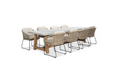 Veltis/Tulum Sahara Dust dining tuinset | 8 personen | betonlook + touw | 300cm