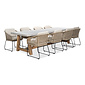 BUITEN living Veltis/Tulum Sahara Dust dining tuinset | 8 personen | betonlook + touw | 300cm