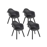 Montreux dining tuinstoel set van 4 | kunststof + staal | antraciet