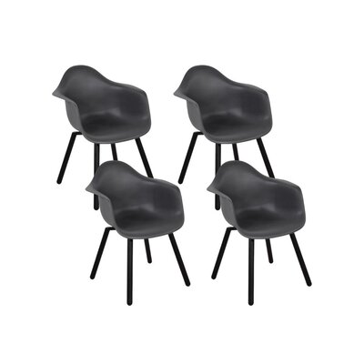 Montreux dining tuinstoel set van 4 | kunststof + staal | antraciet
