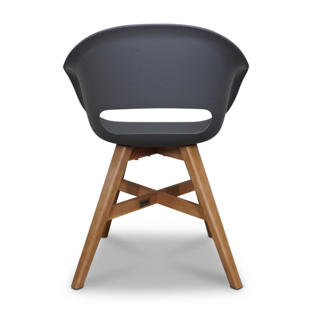 Karlstad dining tuinstoel set van 6 | kunststof + hardhout | antraciet