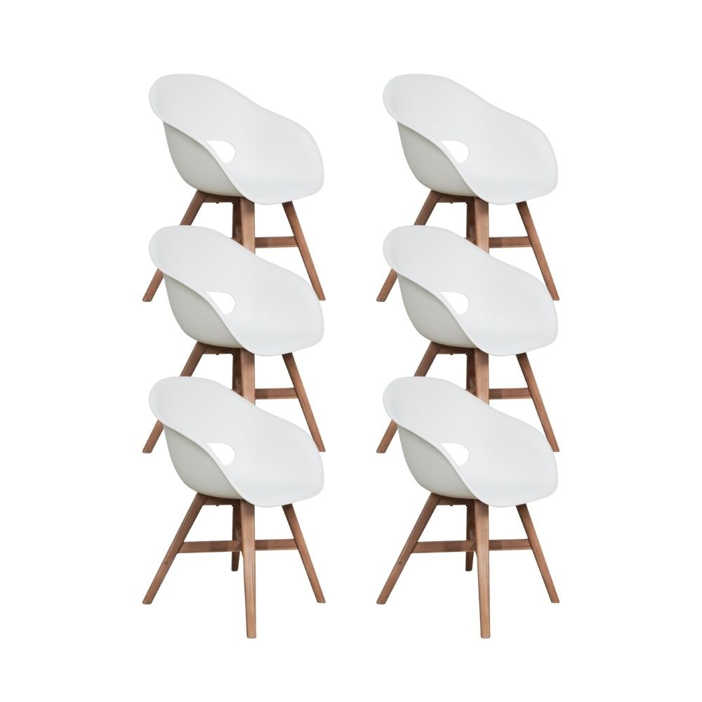 Karlstad dining tuinstoel set van 6 | kunststof + hardhout | wit afbeelding