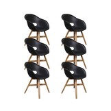 Karlstad dining tuinstoel set van 6 | kunststof + hardhout | zwart