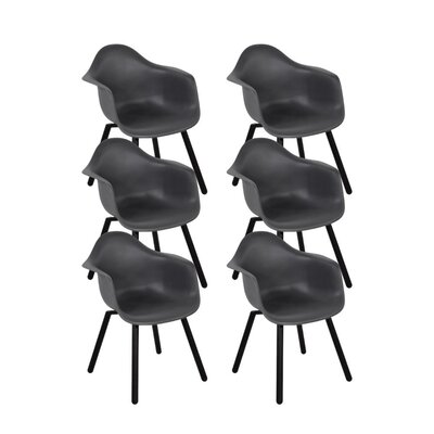 Montreux dining tuinstoel set van 6 | kunststof + staal | antraciet