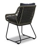 Portofino dining tuinstoel set van 4 | touw + RVS | olijfgroen