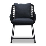 Portofino dining tuinstoel set van 6 | touw + RVS | zwart