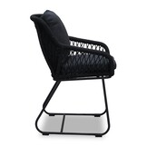 Portofino dining tuinstoel set van 6 | touw + RVS | zwart