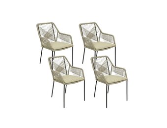 Seville dining tuinstoel set van 4 | touw + staal | zand