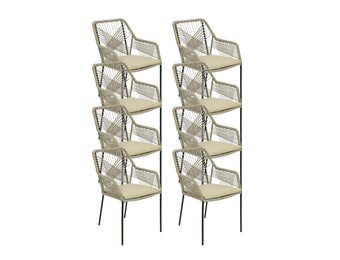 Seville dining tuinstoel set van 8 | touw + staal | zand