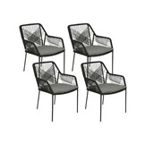 Seville dining tuinstoel set van 4 | touw + staal | zwart