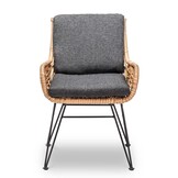 Carlos dining tuinstoel set van 4 | wicker + RVS | Bamboo antraciet