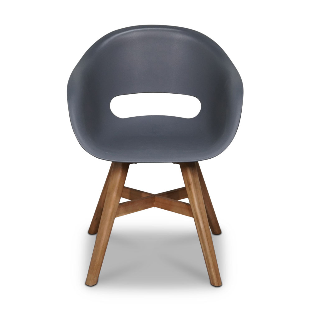 Karlstad dining tuinstoel set van 4 | kunststof + hardhout | antraciet