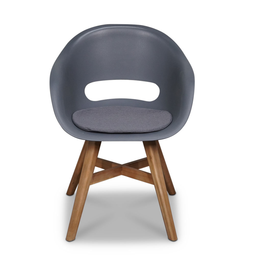 Karlstad dining tuinstoel set van 4 | kunststof + hardhout | antraciet