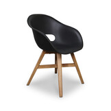 Karlstad dining tuinstoel set van 4 | kunststof + hardhout | zwart