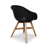Karlstad dining tuinstoel set van 4 | kunststof + hardhout | zwart