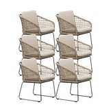 Tulum dining tuinstoel set van 6 | touw + RVS | Sahara Dust