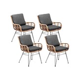 Carlos dining tuinstoel set van 4 | wicker + RVS | Bamboo antraciet