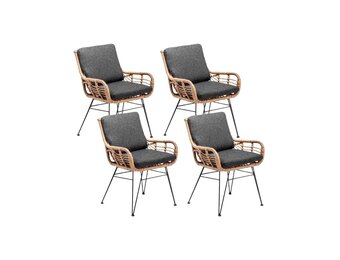 Carlos dining tuinstoel set van 4 | wicker + RVS | Bamboo antraciet