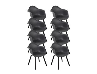 Montreux dining tuinstoel set van 8 | kunststof + staal | antraciet