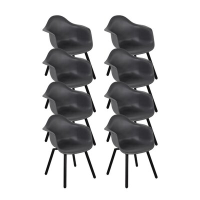 Montreux dining tuinstoel set van 8 | kunststof + staal | antraciet