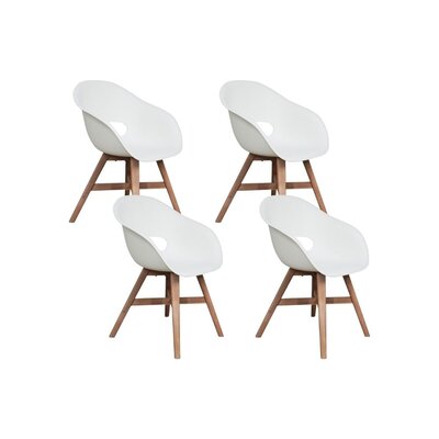 Karlstad dining tuinstoel set van 4 | kunststof + hardhout | wit