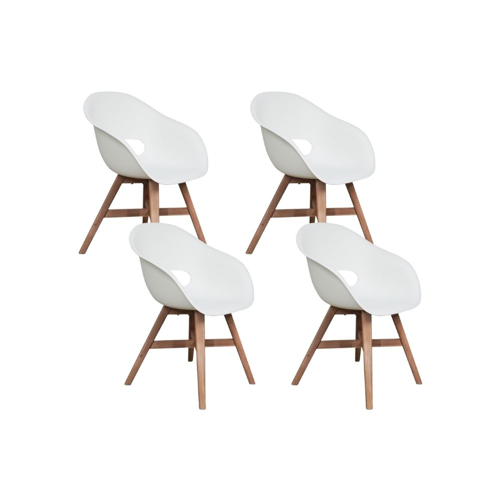 Karlstad dining tuinstoel set van 4 | kunststof + hardhout | wit afbeelding