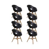Karlstad dining tuinstoel set van 8 | kunststof + hardhout | zwart