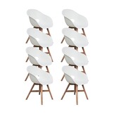 Karlstad dining tuinstoel set van 8 | kunststof + hardhout | wit