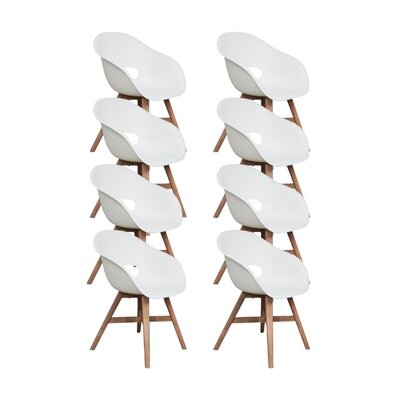 Karlstad dining tuinstoel set van 8 | kunststof + hardhout | wit