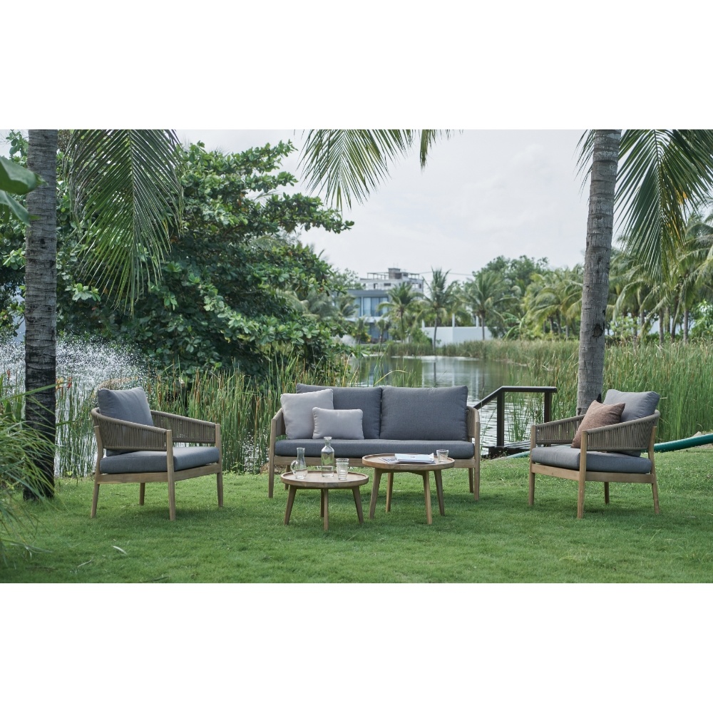 Loivre stoel-bank loungeset 5 personen | hardhout + touw | Royal Stone Brown | 5-delig afbeelding