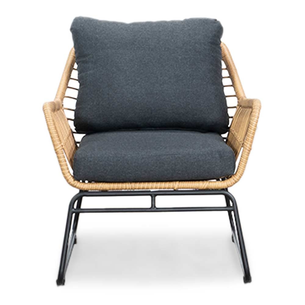 Alvaro stoel-bank loungeset 5 personen | wicker + hardhout | Bamboo antraciet | 4-delig