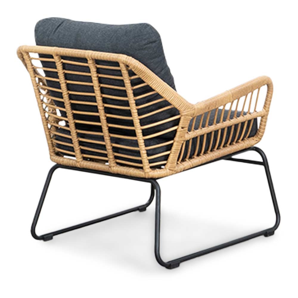 Alvaro stoel-bank loungeset 5 personen | wicker + hardhout | Bamboo antraciet | 4-delig