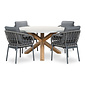 BUITEN living Nancy/Dakota grijs dining tuinset | 4 personen | betonlook + touw | 135cm rond