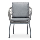 Nancy/Dakota grijs dining tuinset | 4 personen | betonlook + touw | 135cm rond