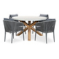 BUITEN living Nancy/Orlando antraciet dining tuinset | 4 personen | betonlook + touw | 135cm rond