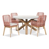 Nancy/Padua terra dining tuinset | 4 personen | betonlook + touw | 135cm rond