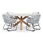 BUITEN living Nancy/Portofino grijs dining tuinset | 4 personen | betonlook + touw | 135cm rond