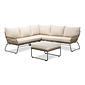 BUITEN living Potenza hoek loungeset 5 personen | aluminium + touw | Sahara Dust | 3-delig - 213x213cm
