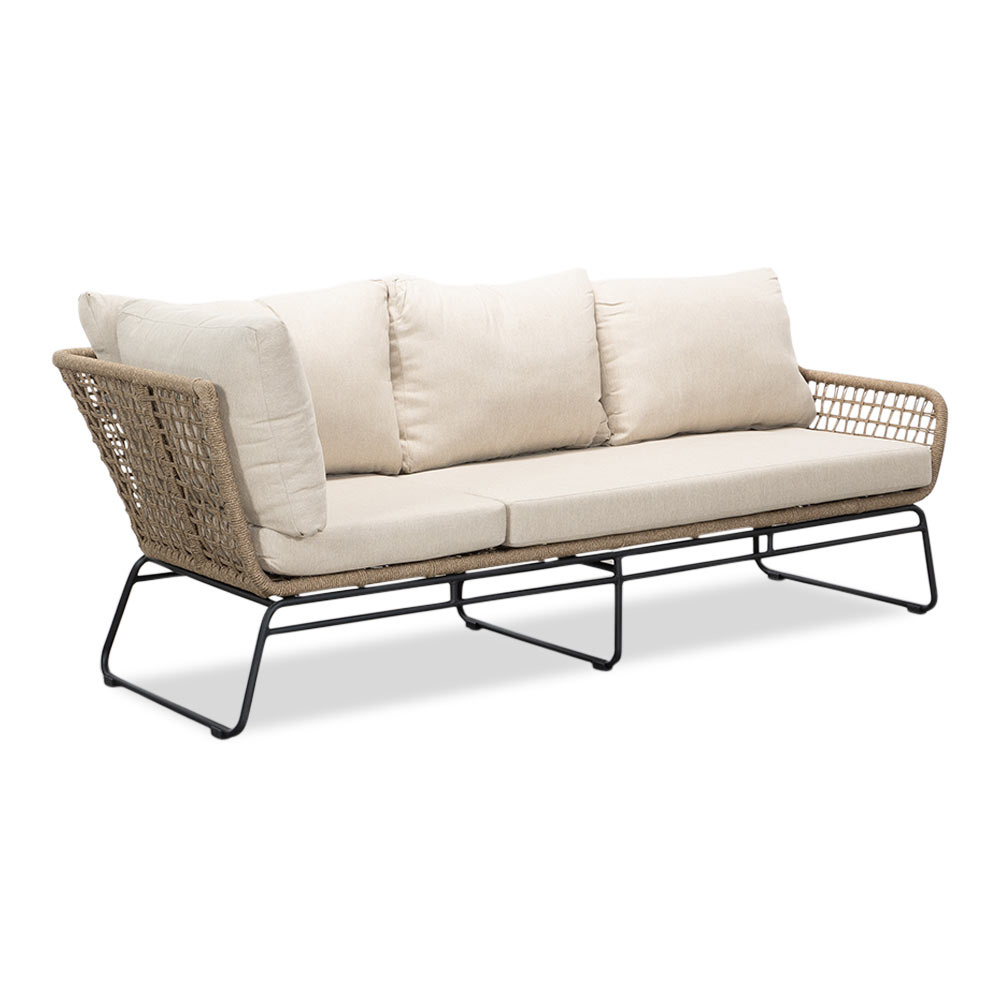 Potenza hoek loungeset 5 personen | aluminium + touw | Sahara Dust | 3-delig - 213x213cm