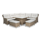 Arizona dining loungeset 7 personen | wicker + aluminium | Royal Sand | 6-delig - 245x245cm